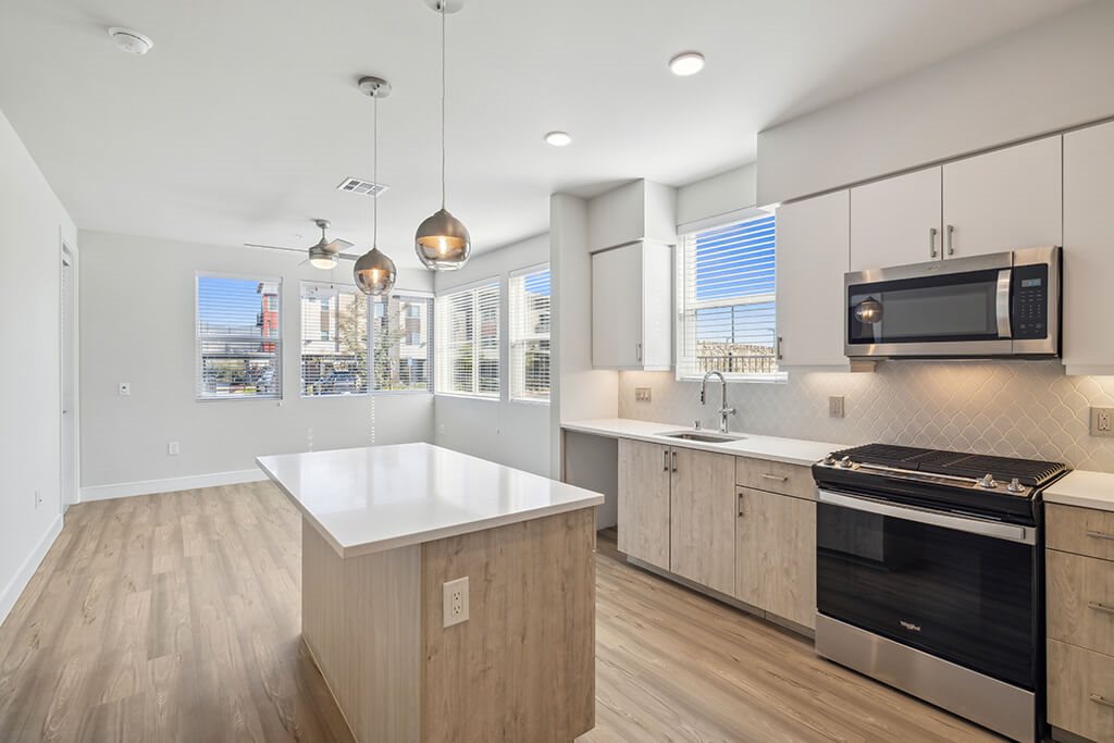 Kitchen with modern appliances at The Braydon Apartments in Napa CA